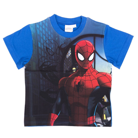 Spiderman boy short sleeve t-shirt - stretch cotton t-shirt - medium blue_98-0
