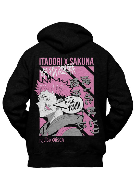 Felpa con Cappuccio Retro Jujutsu Kaisen Itadori Sukuna Anime-0