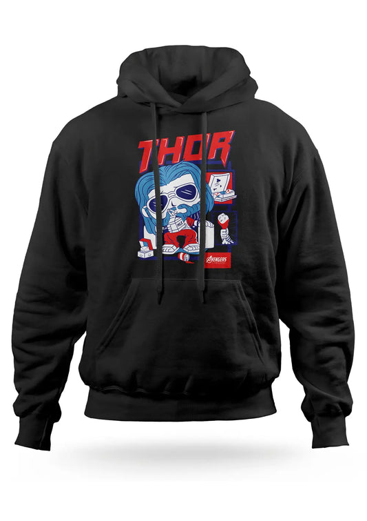 Felpa con Cappuccio Caricatura Thor Avengers Supereroi-0